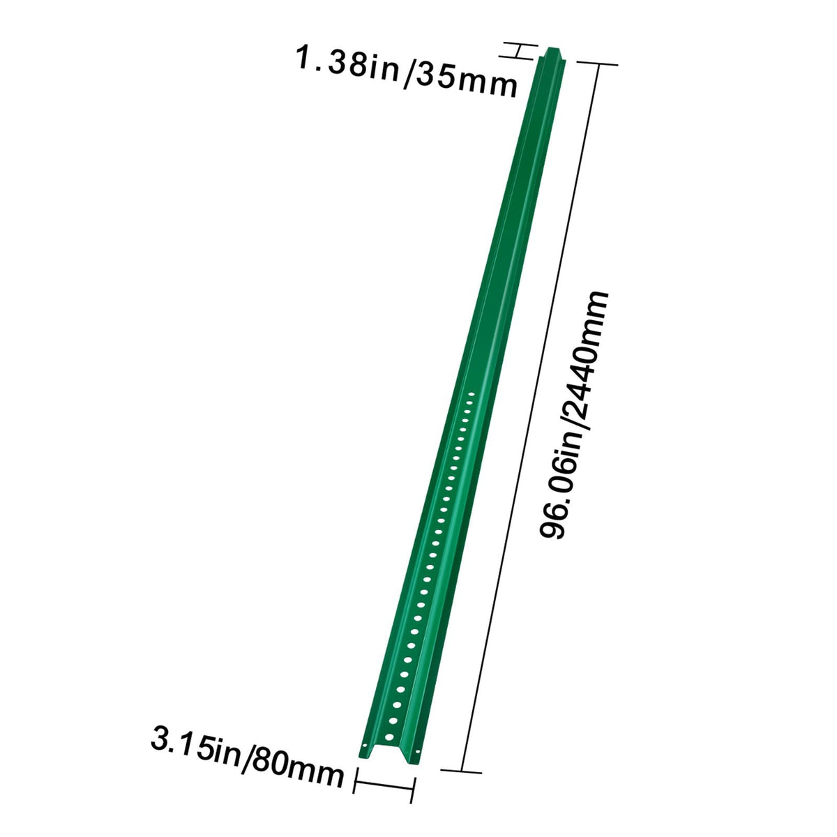8FT U-Channel Sign Post, 4Pack Green Heavy Duty Steel Fixed Fence Post, Steel Fence U-Channel Sign for Garden, Courtyard, Farm or Traffic Intersection