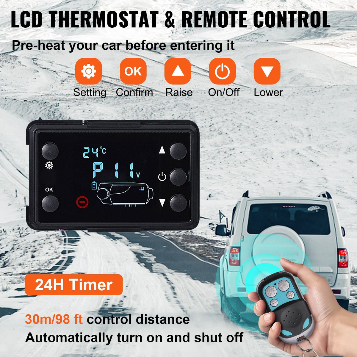 8KW Diesel Air Heater Muffler Diesel Heater 12V Remote Control Diesel Parking Heater with LCD Switch for Car Trucks Motorhome Boat and Bus