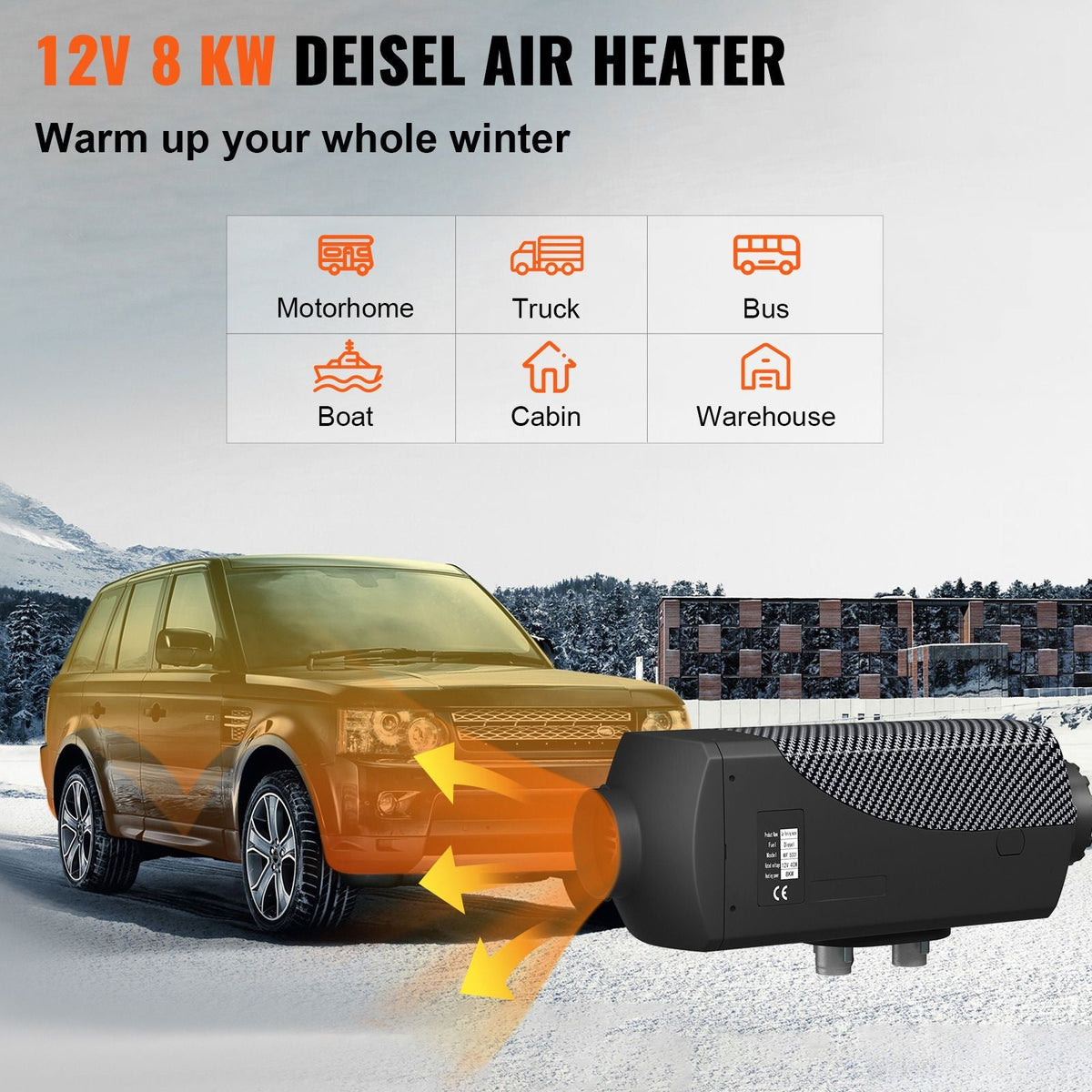 8KW Diesel Air Heater Muffler Diesel Heater 12V Remote Control Diesel Parking Heater with LCD Switch for Car Trucks Motorhome Boat and Bus