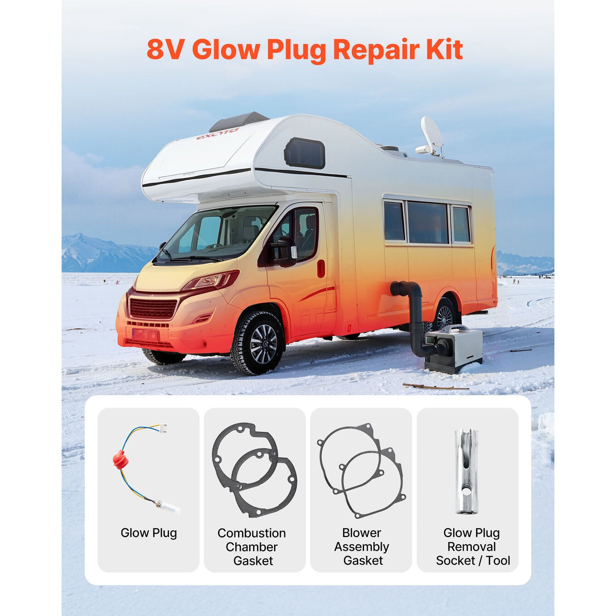 8V Glow Plug Repair Kit, Glow Plug Heater Repair Parking Heater Maintenance Kit with Atomization Mesh, Compatible with 5KW 8KW Diesel Air Heaters Models, Diesel Heaters Parts for Car Truck