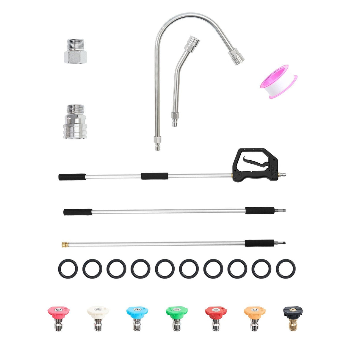 9 FT Pressure Washer Telescoping Wand, 3-Section with Power Washer Extension Wands, 7 Nozzles, Hose Adapter, Support Belt, Storage Bag, 4000 PSI Telescopic Gutter Cleaner for High Cleaning