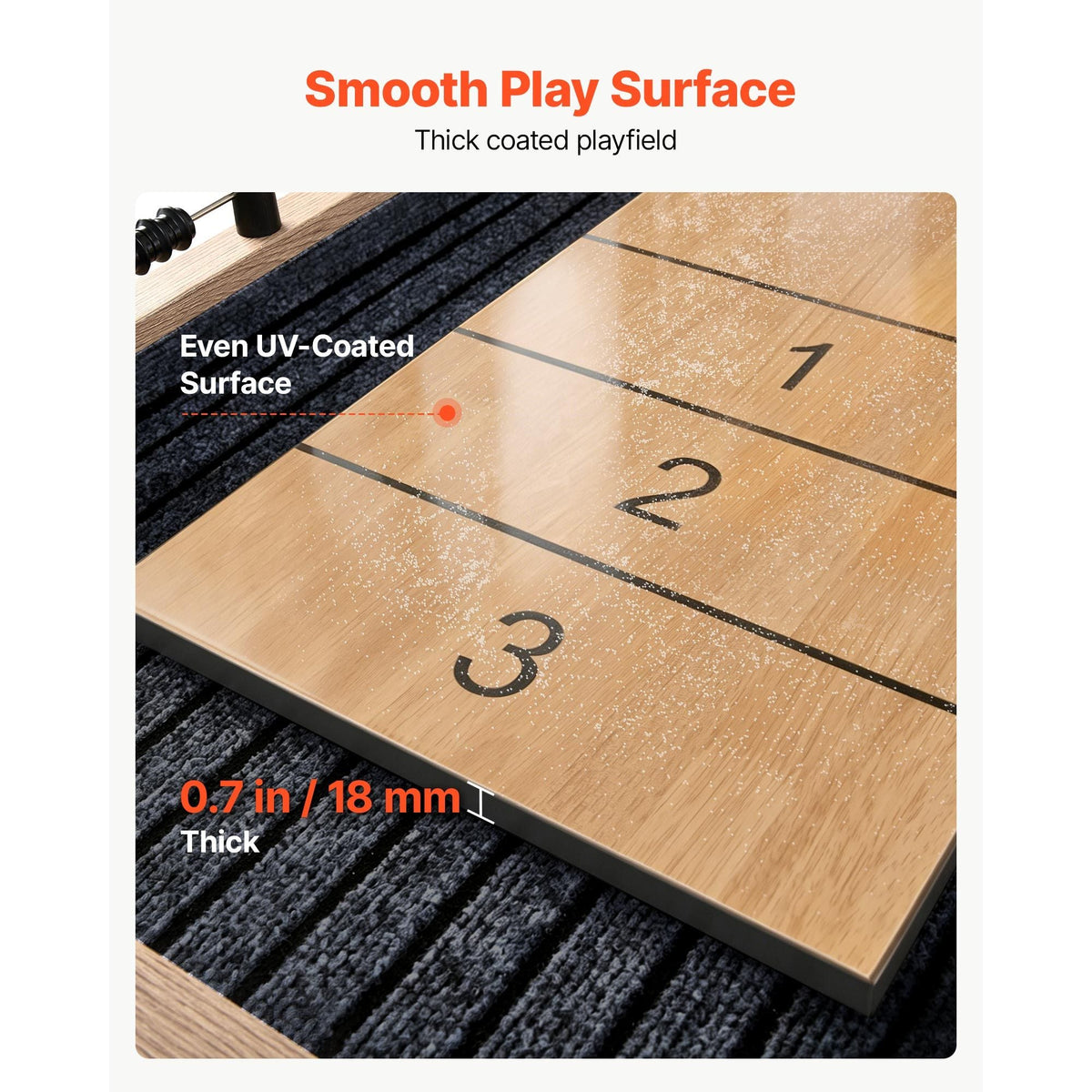 9 ft Shuffleboard Table, Scratch-Resistant Playfield for Smooth, Fast Puck Action, Pedestal Legs with Levelers for Optimum Stability, Shuffle Board w/ 8 Pucks, Wax, Brush, for Family Game Room