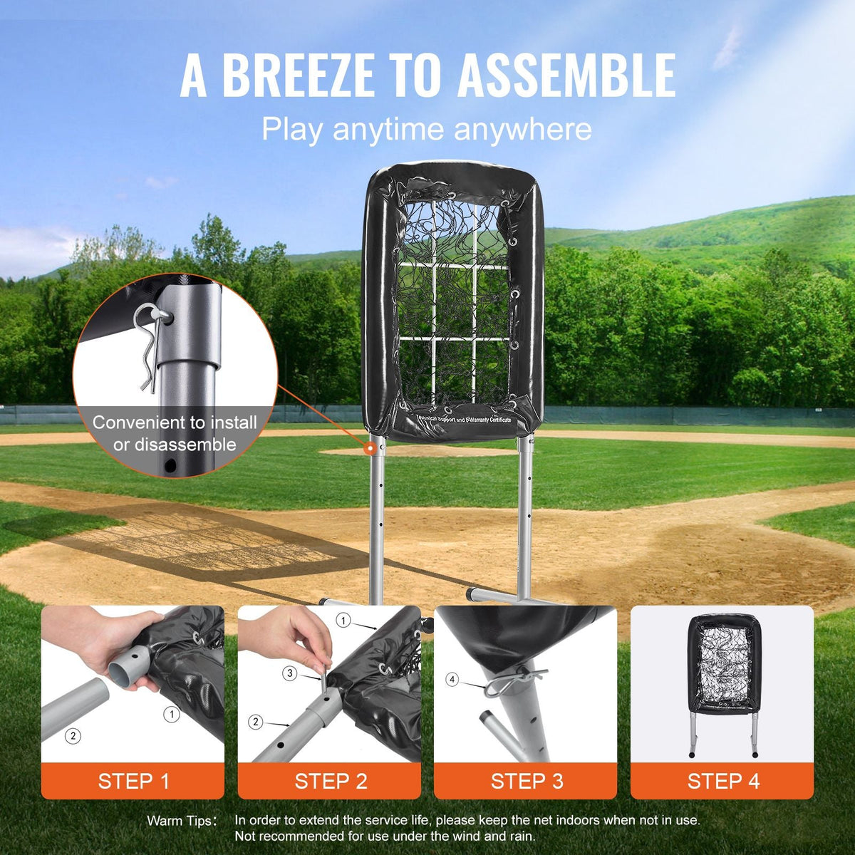 9 Hole Baseball Net, 21"x29" Softball Baseball Training Equipment for Hitting Pitching Practice, Heavy Duty Height Adjustable Trainer Aid with Strike Zone & 4 Ground Stakes, for Youth Adults