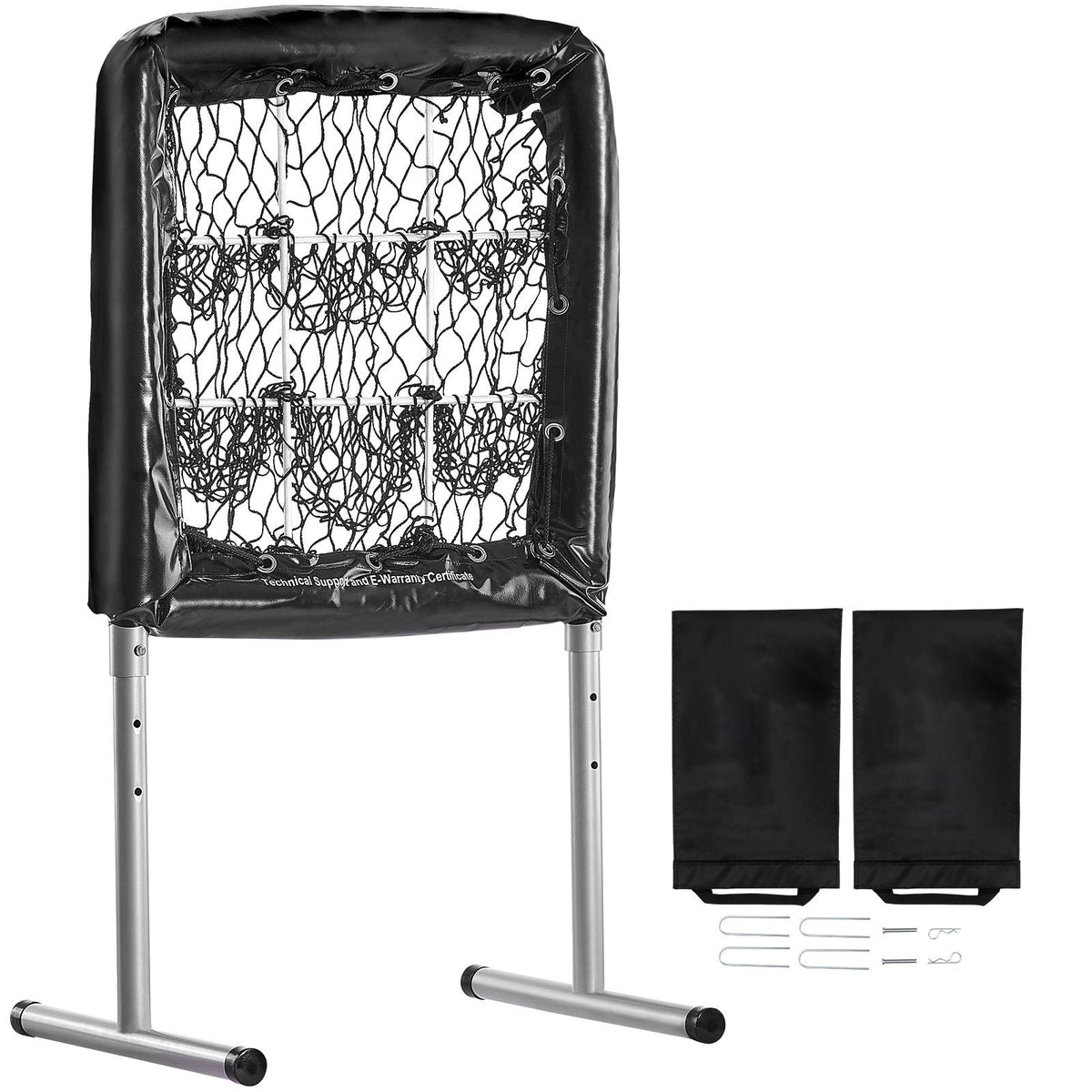 9 Hole Baseball Net, 28"x27" Softball Baseball Training Equipment for Hitting Pitching Practice, Heavy Duty Height Adjustable Trainer Aid with Strike Zone & 4 Ground Stakes, for Youth Adults