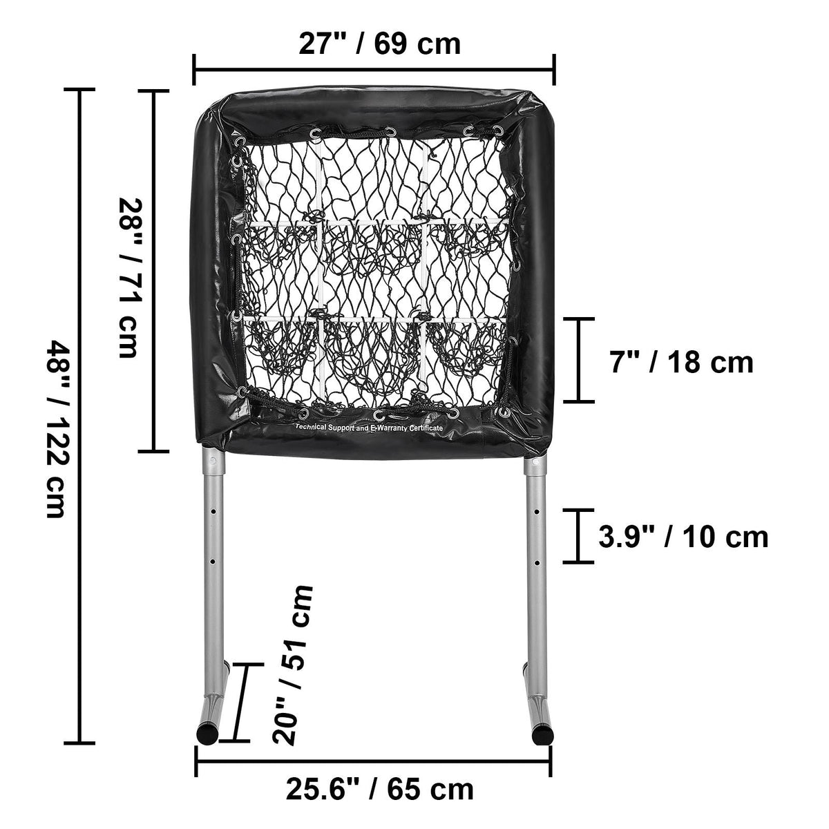 9 Hole Baseball Net, 28"x27" Softball Baseball Training Equipment for Hitting Pitching Practice, Heavy Duty Height Adjustable Trainer Aid with Strike Zone & 4 Ground Stakes, for Youth Adults