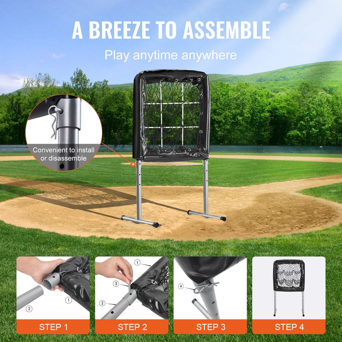 9 Hole Baseball Net, 28"x27" Softball Baseball Training Equipment for Hitting Pitching Practice, Heavy Duty Height Adjustable Trainer Aid with Strike Zone & 4 Ground Stakes, for Youth Adults