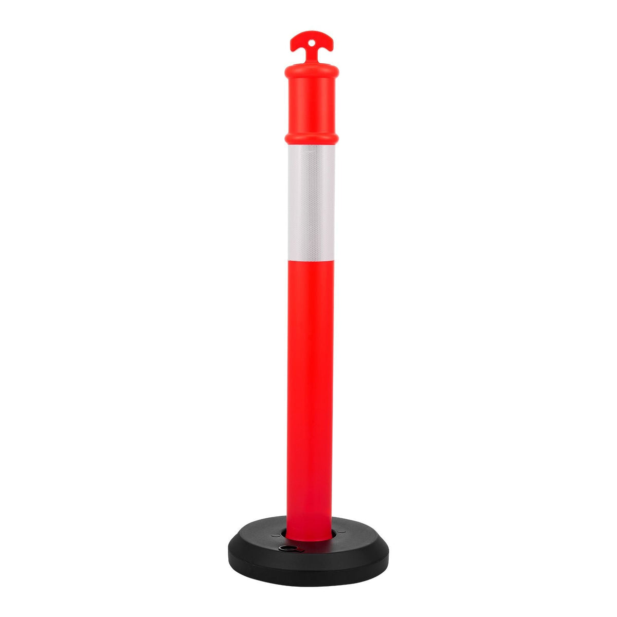 9 Pack Traffic Delineator Posts, 48 inches Traffic Safety Cones with Fillable Base and Reflective Strips, Heavy Duty Delineator Posts for Construction Site, Parking Lot, Crowd Control, Red