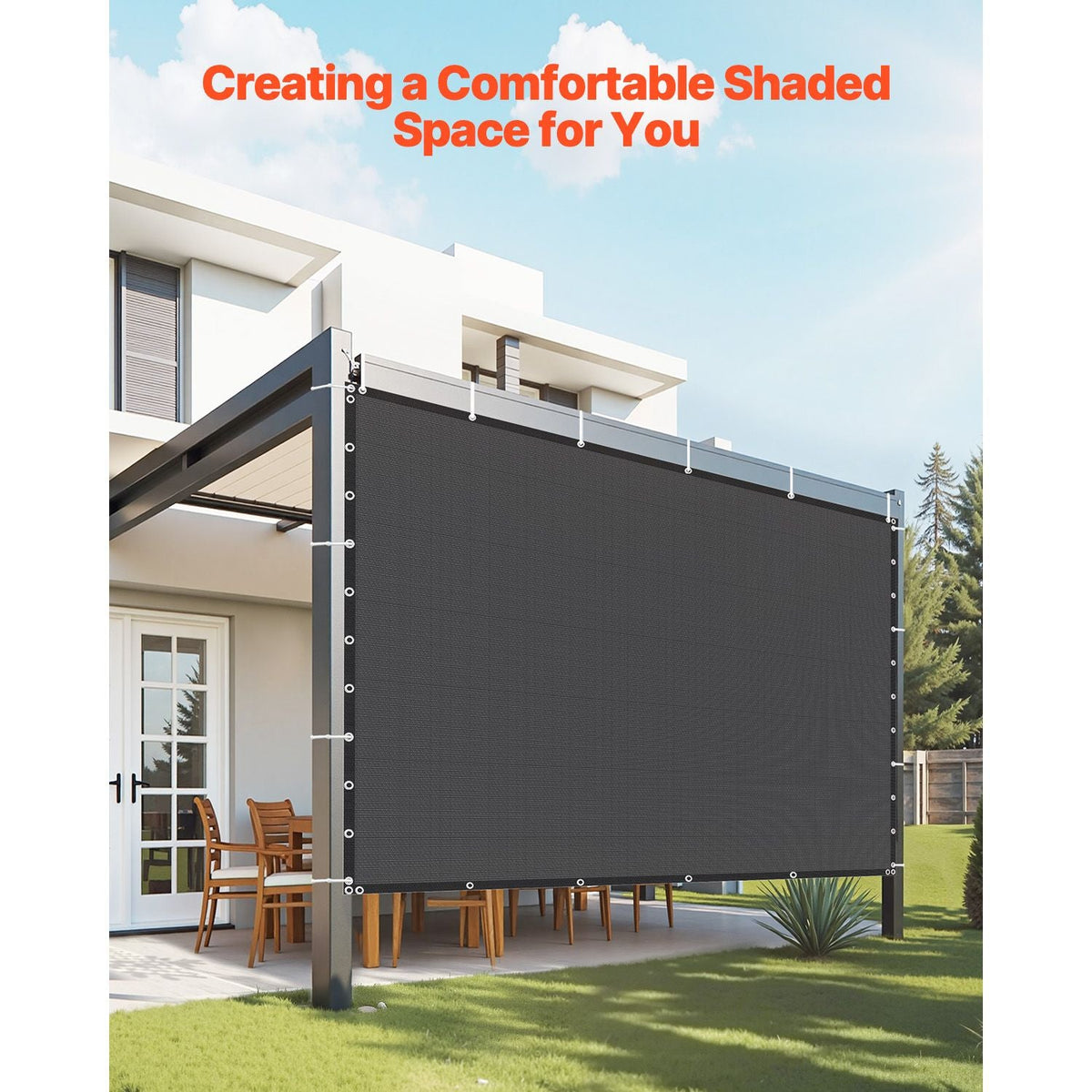 90% Sun Shade Cloth, 10 x 10 ft Pergola Shade Cover with Stainless Steel Grommets, Sun Shades Canopy Privacy Screen with 140 GSM HDPE Material, for Outdoor, Patio, Garden, and Backyard (Black)