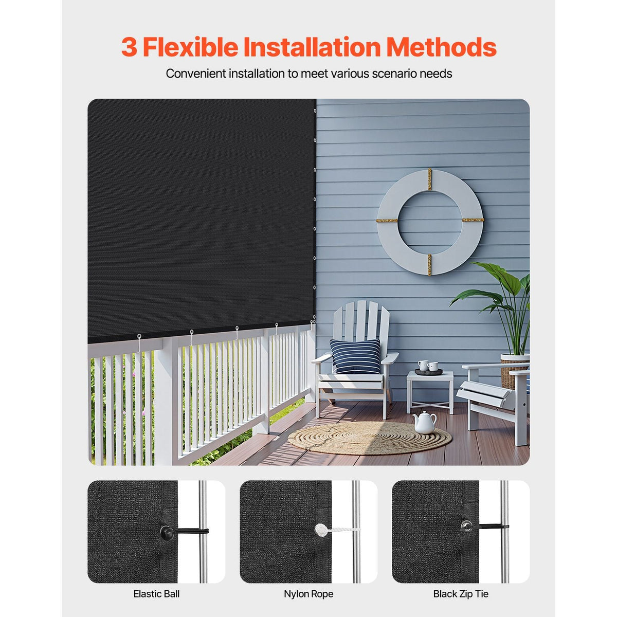 90% Sun Shade Cloth, 10 x 10 ft Pergola Shade Cover with Stainless Steel Grommets, Sun Shades Canopy Privacy Screen with 140 GSM HDPE Material, for Outdoor, Patio, Garden, and Backyard (Black)