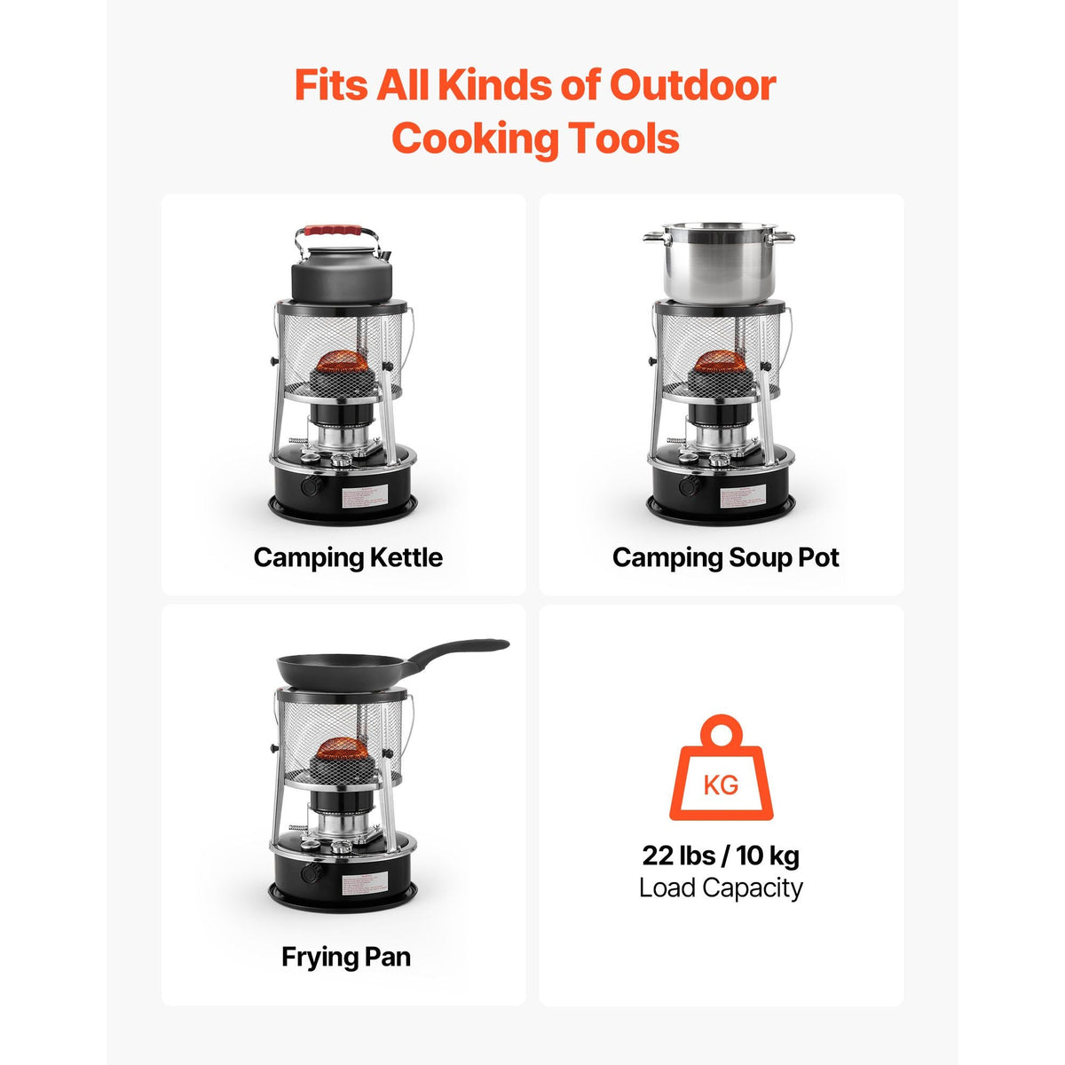 9000 BTU Portable Kerosene Heater & Stove, 2 in 1 Non-Electric Indoor Outdoor Heater with Adjustable Height & Flame & Easy Storage,for Camping, Hunting, Cooking, Home, Garage, Black