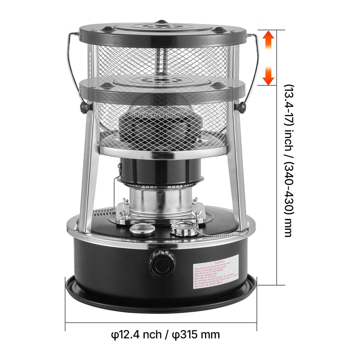 9000 BTU Portable Kerosene Heater & Stove, 2 in 1 Non-Electric Indoor Outdoor Heater with Adjustable Height & Flame & Easy Storage,for Camping, Hunting, Cooking, Home, Garage, Black