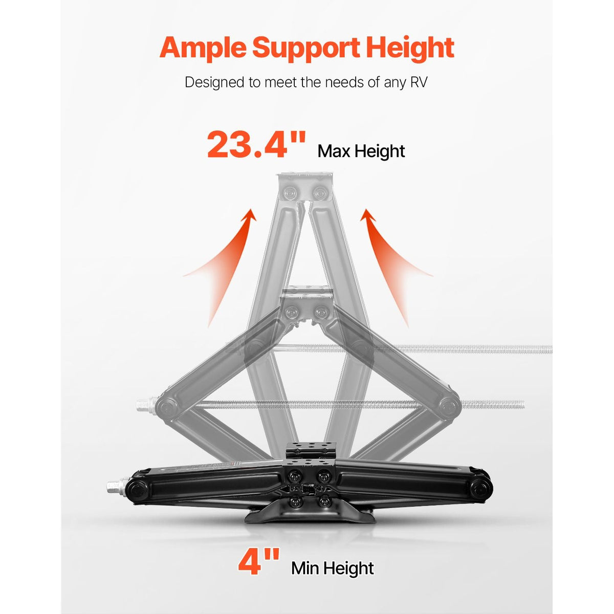 9000 lbs RV Scissor Jacks, 4-23.4 in RV Stabilizer Leveling Scissor Jacks, Set of 4, Heavy Duty Stabilizer Jack with Crank Handle, Socket and Bubble Levels, Not Easily Bent or Deformed