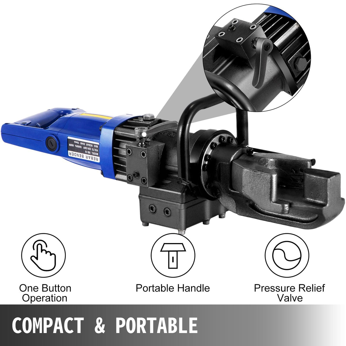 900W Electric Rebar Bender 5/8Inch 16mm Hydraulic Electric Hand Held Rebar Bender Machine for Bending Steel Rope