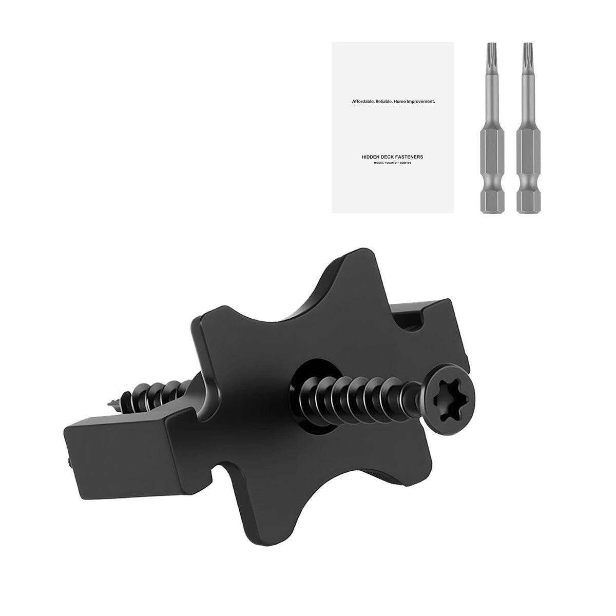 90PCS Hidden Deck Fasteners for Composite Decking Board, Universal Composite T Clips & Plastic Hidden Fasteners with Metal Screws,Polypropylene PP Clips Works with 0.26 inch Gaps, Black