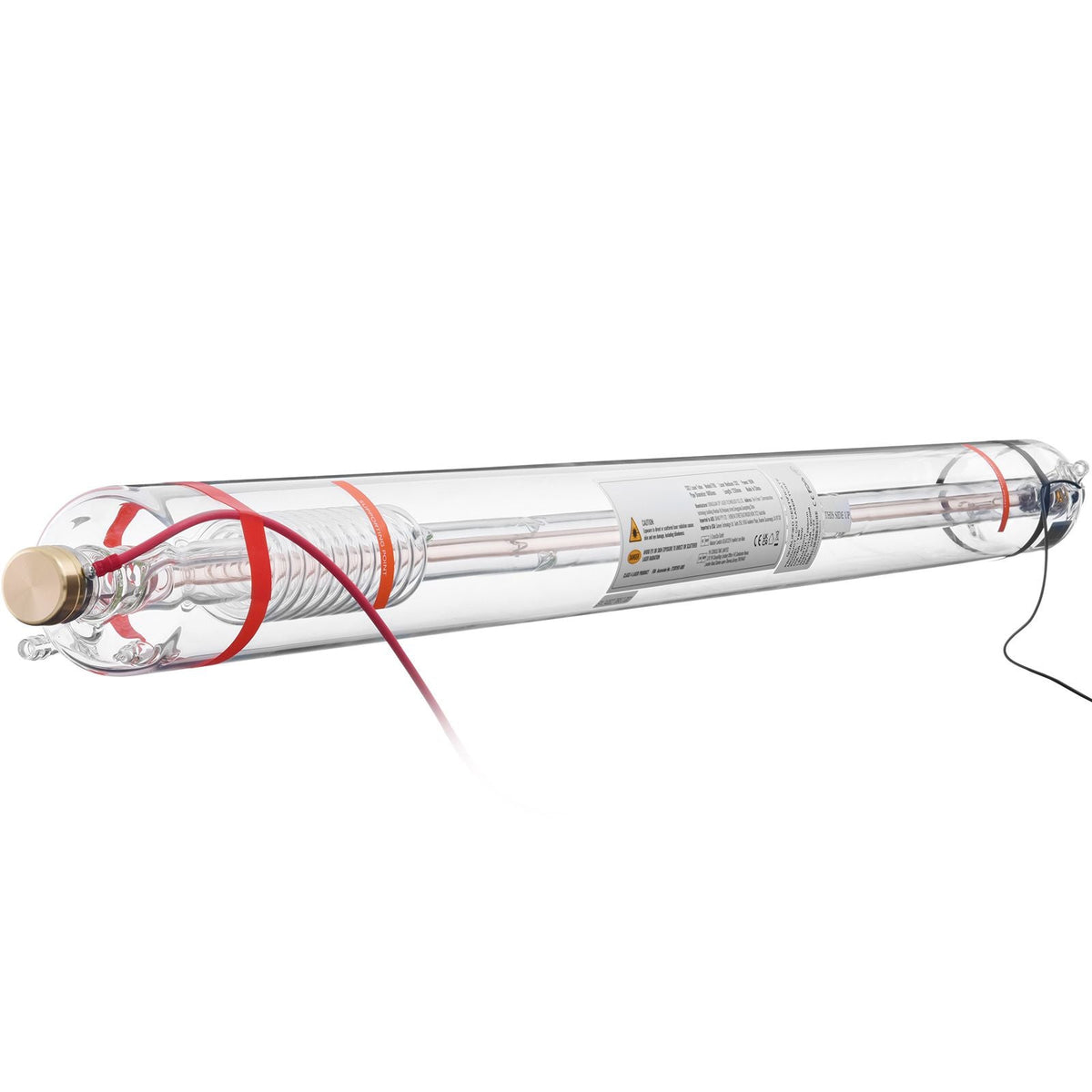 90W CO2 Laser Tube, 49.2 in (1250 mm) Length, 3.1 in (80 mm) Dia Borosilicate Glass Laser Cutter Tube with Metal Head, 10,000hr Wires Preconnected for Laser Engraver Engraving Cutting Machine