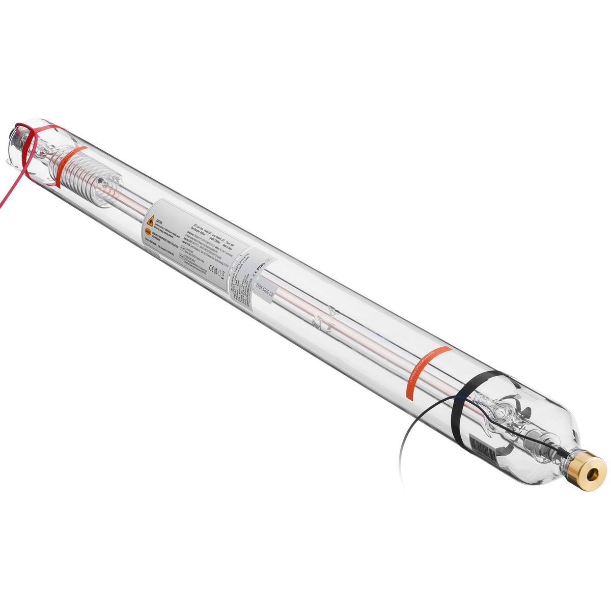 90W CO2 Laser Tube, 49.2 in (1250 mm) Length, 3.1 in (80 mm) Dia Borosilicate Glass Laser Cutter Tube with Metal Head, 10,000hr Wires Preconnected for Laser Engraver Engraving Cutting Machine
