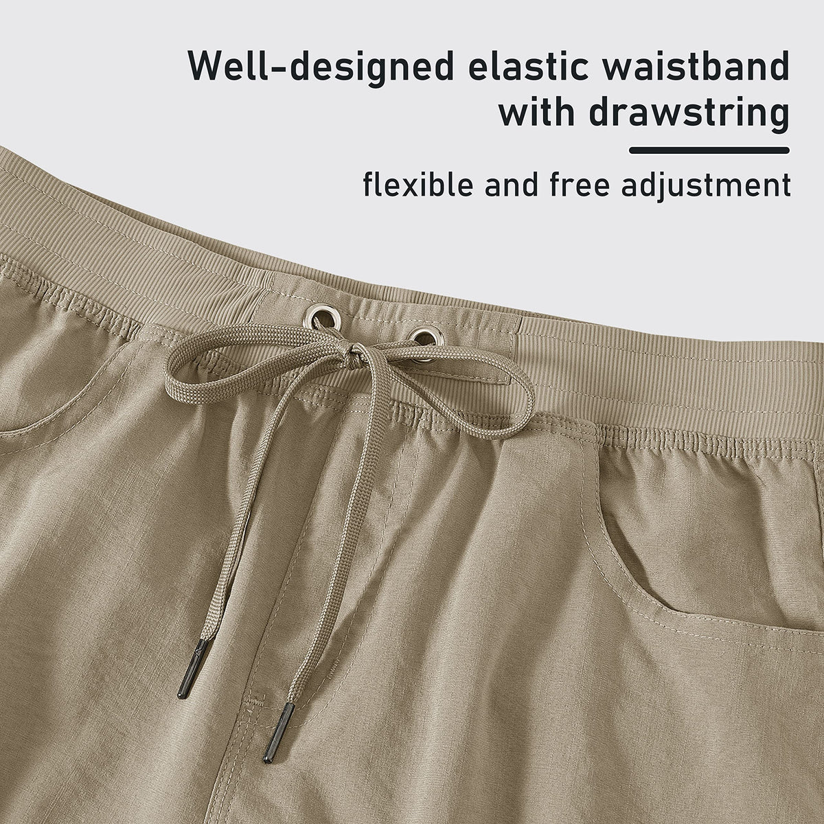 MoFiz Women's Hiking Long Shorts 10" Quick Dry Cargo Shorts for Women Lightweight Knee Length Athletic Shorts with Pockets Khaki M