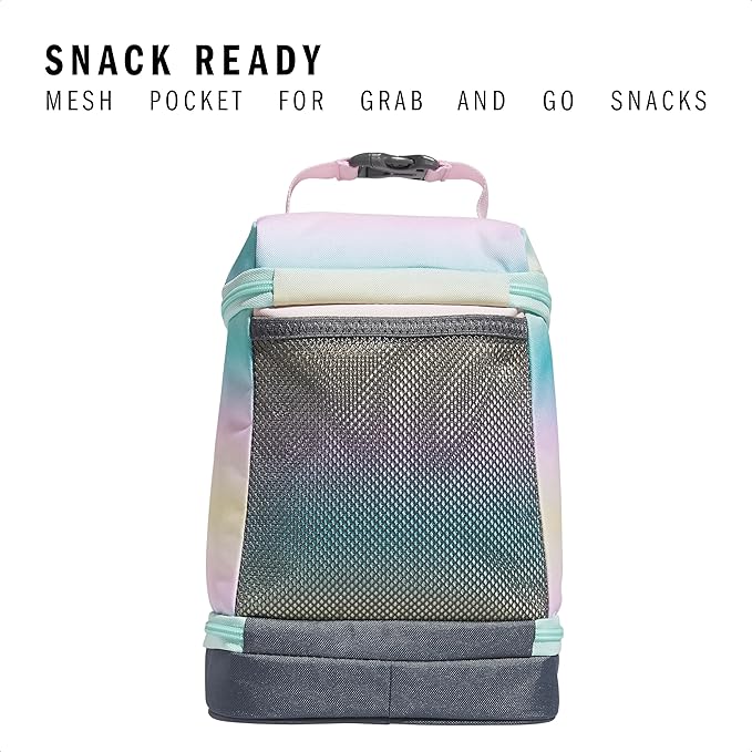 adidas Excel Insulated Lunch Bag, Cooler with Zipper, Pocket for Ice Pack, and Clip, Temperature Control Insulation