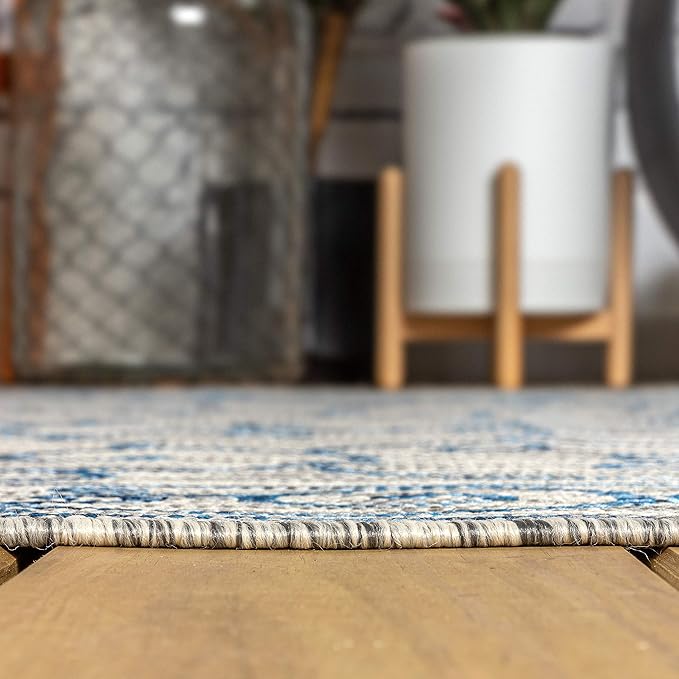 JONATHAN Y Vintage Filigree Indoor Outdoor Area Rug 9X12 Gray/Navy, Charleston Textured Weave for Backyard, Patio, Porch, Easy-Cleaning, High Traffic, Pet-Friendly, Non-Shedding (SMB106C-9)