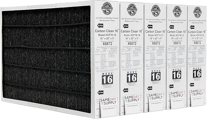 Lennox Healthy Climate X6672 16x25x5 Healthy Climate Carbon-Clean MERV 16