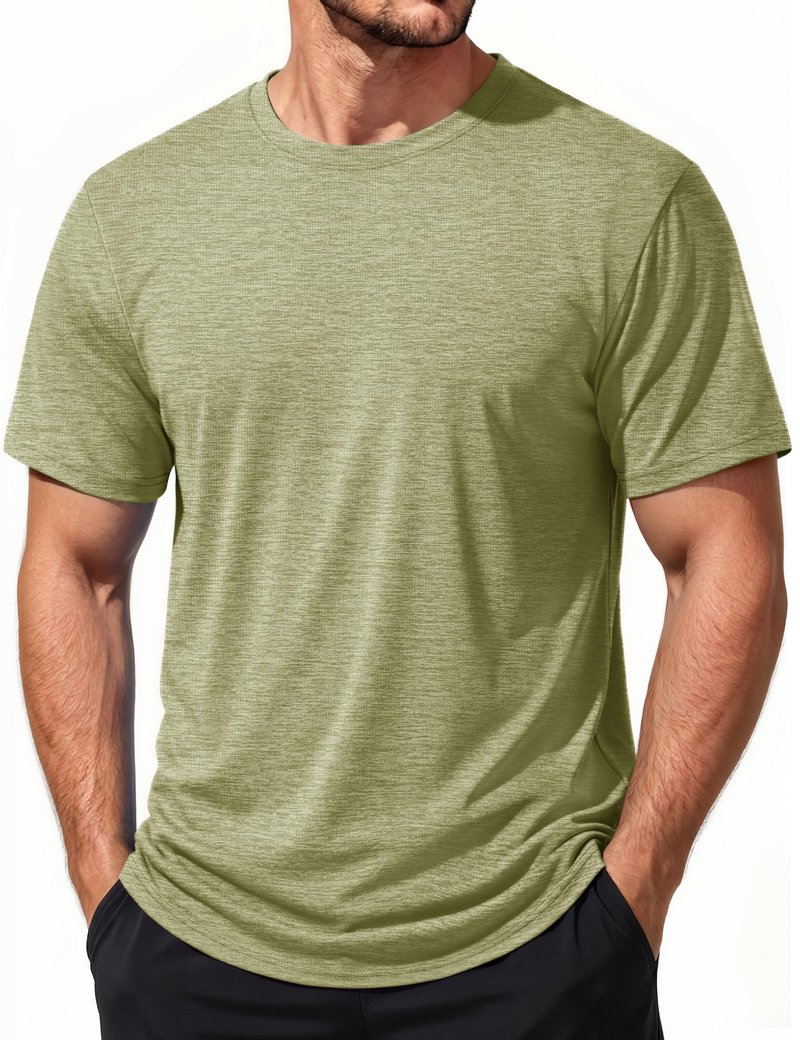 MAGCOMSEN Mens Quick Dry Short Sleeve Shirts Athletic Workout T Shirts Cooling Performance Running Shirt Sun Protection Summer Green L