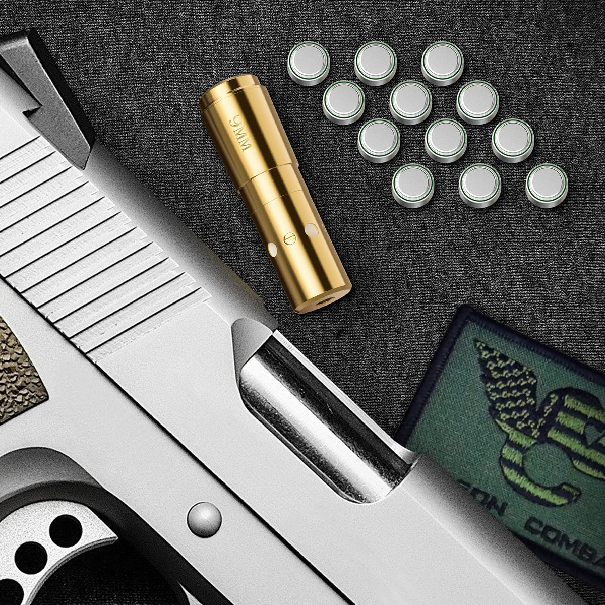 MidTen Green Laser Bore Sight 9mm Boresighter with 4 Sets of Batteries