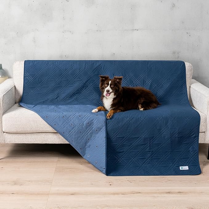 PetAmi Waterproof Couch Cover for Dogs, Reversible Furniture Cover Sofa Protector for Pet Cat Bed, Washable Blanket Dog Cover for Couch Seat, 52x82 Blue