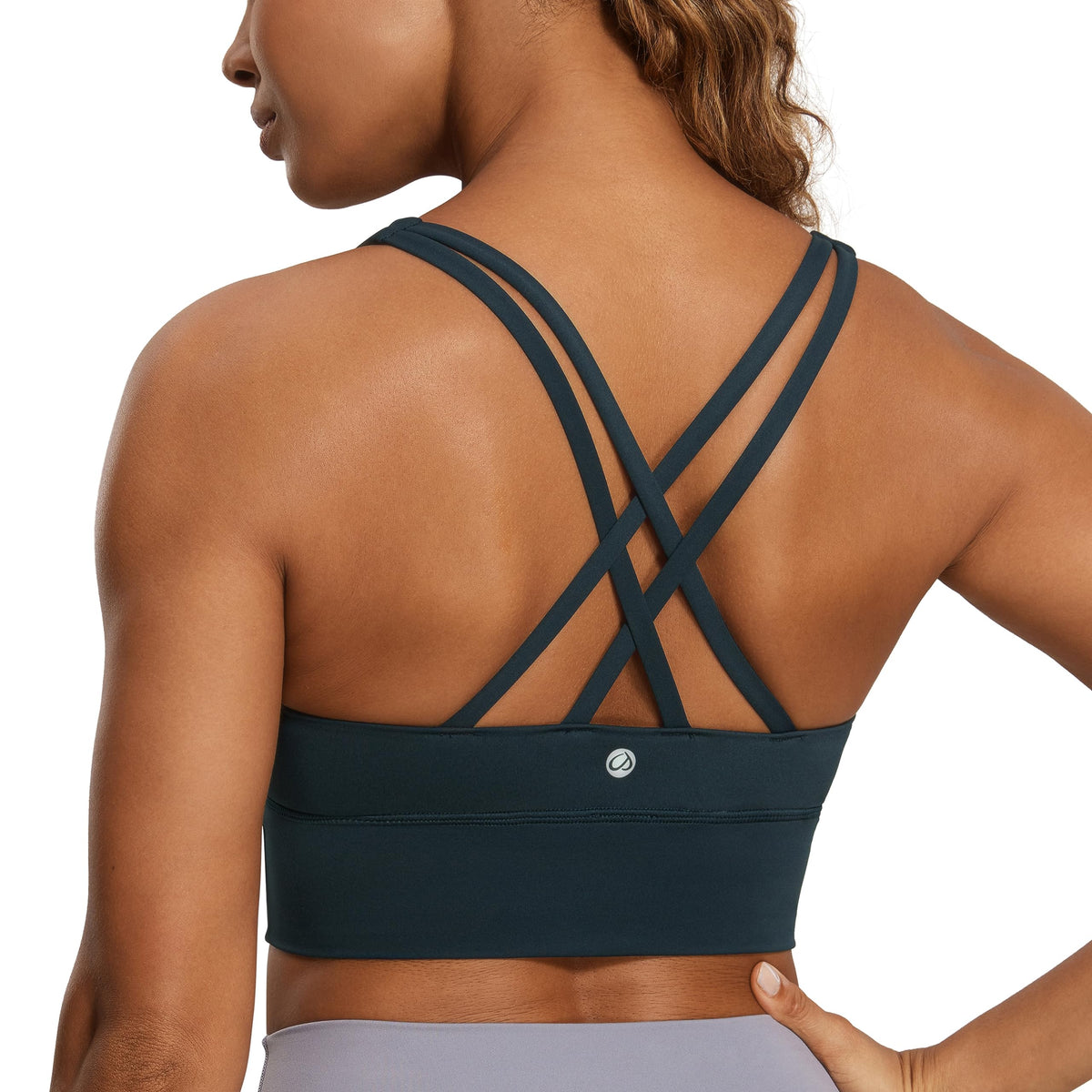 CRZ YOGA Naked Feeling Longline Sports Bras True Navy Medium