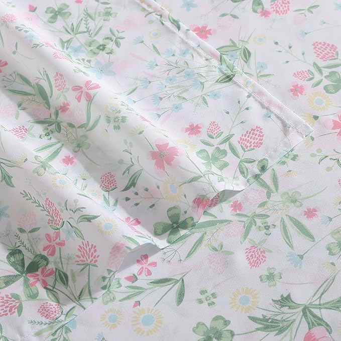 Laura Ashley Kids - Full Size Sheet Set, Soft & Wrinkle-Resistant Toddler Bedding, Fun & Whimsical Bedroom Decor, Ideal Girl Room Essentials (Posey Dance Pink)
