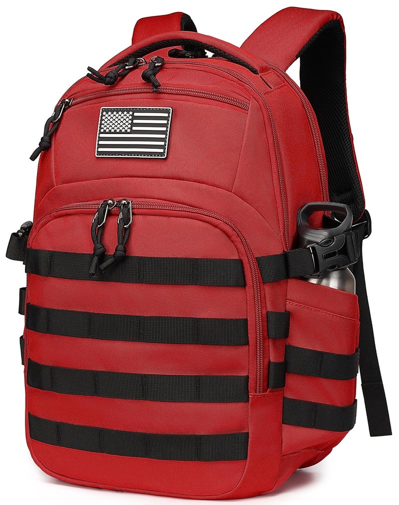 Wotony Military tactical backpack, backpack for men black small tactical assault bag (Red, 20 inch)