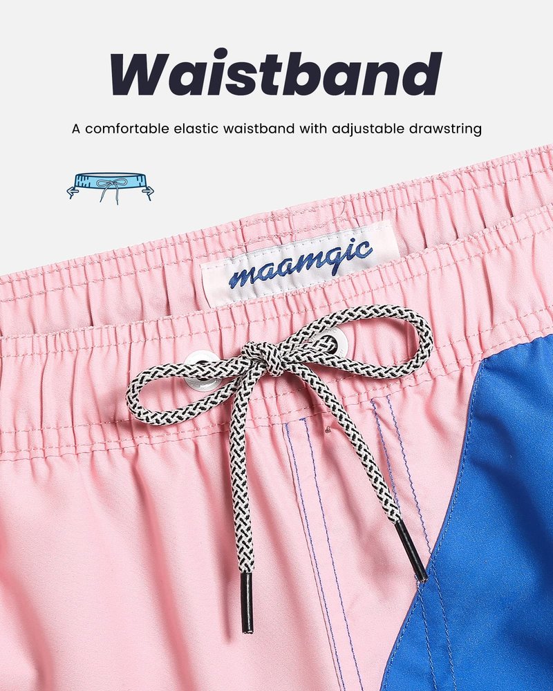 maamgic Mens Swim Trunks Quick Dry Swim Shorts with Mesh Lining Funny Swimwear Bathing Suits 7inch Color Blocking Medium