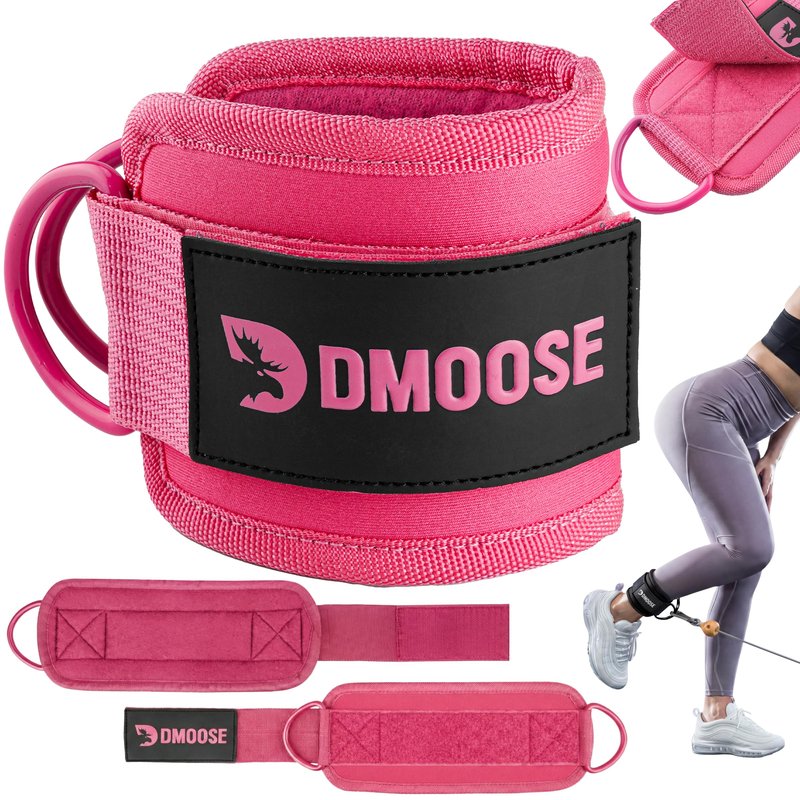 DMoose Fitness Ankle Strap for Cable Machine - One Size Fit with Premium Padding Cuffs, Ankle Bands for Working Out, Booty Workouts, Leg Extension, Hip Abductors, Kickbacks & Lower Body Exercises