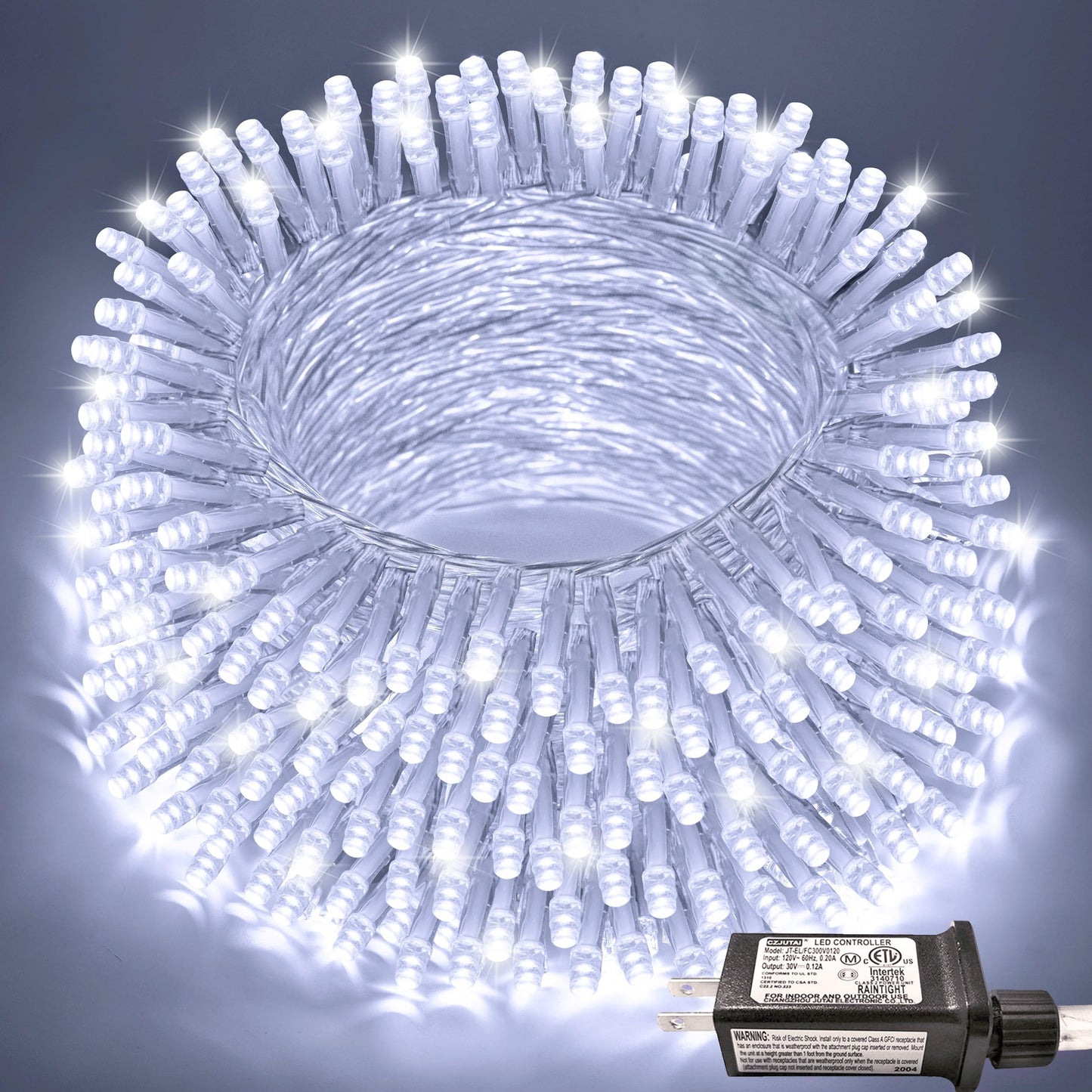 JMEXSUSS 66ft 200 LED White Christmas Lights Indoor Bedroom, Connectable White String Lights Outdoor Clear Wire, 8 Modes Twinkle String Lights Plug in for Room Tree Wedding Christmas Decoration