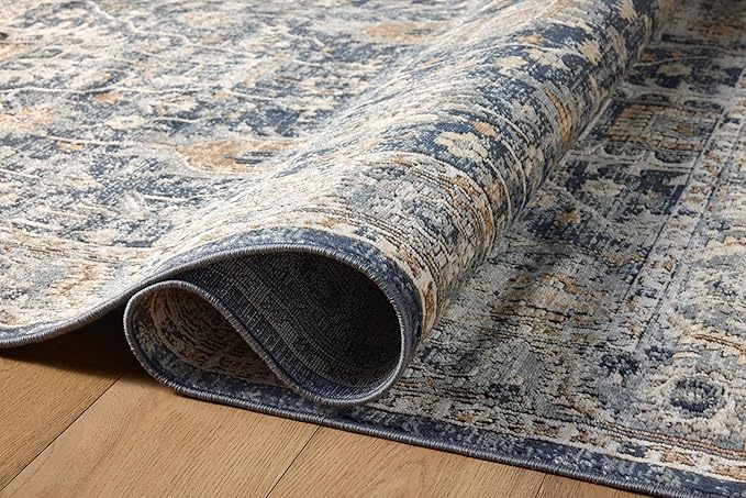 Loloi Teagan Collection TEA-03 Denim/Pebble 2'-8" x 13' Runner Rug, Large, Soft Neutral Rug, High-Traffic for Living Room, Bedroom, Home Office, Dining Area