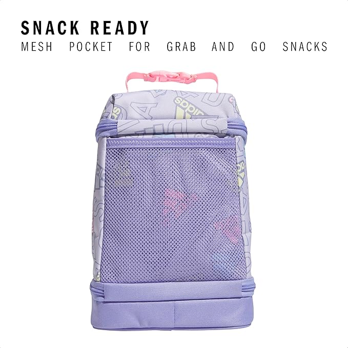 adidas Excel Insulated Lunch Bag, Cooler with Zipper, Pocket for Ice Pack, and Clip, Temperature Control Insulation