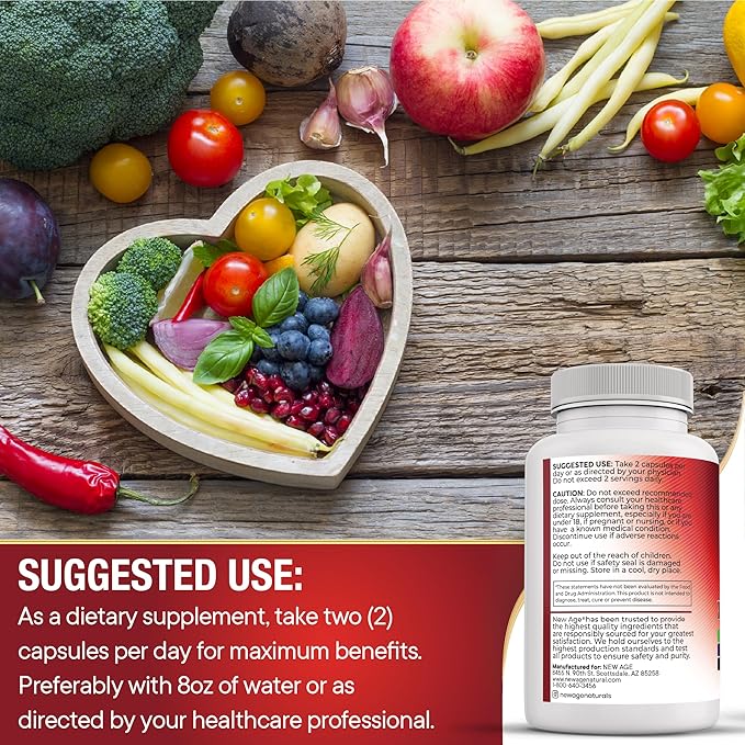 NEW AGE COQ10 200mg Red Yeast Rice Omega 3-6-9 Magnesium Complex Zinc Vitamin K2 D3 - Support Vitamins for Women and Men with Vitamin B3, Coenzyme Q10-180 Count