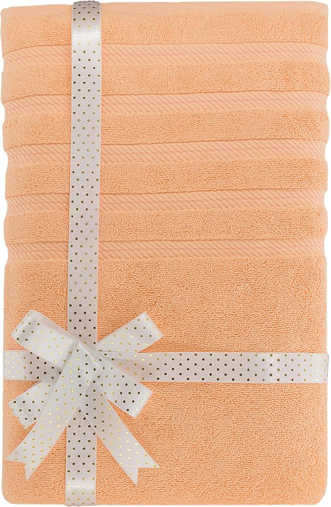 American Soft Linen 35x70 Jumbo Large Bath Towels, 600 GSM 100% Cotton Turkish Bath Sheet, Oversized Luxury Bath Towels for Bathroom Beach and Pool, Malibu Peach