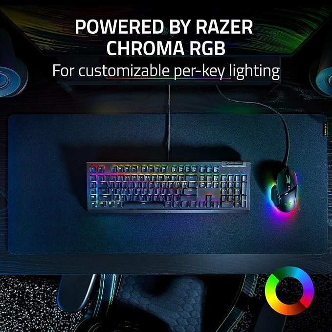 Razer BlackWidow V4 X - Mechanical Gaming Keyboard: Yellow Switches Linear & Silent - 6 Dedicated Macro Keys - Chroma RGB - Doubleshot ABS Keycaps - Media Controls - Sound Dampening & Stabilizers