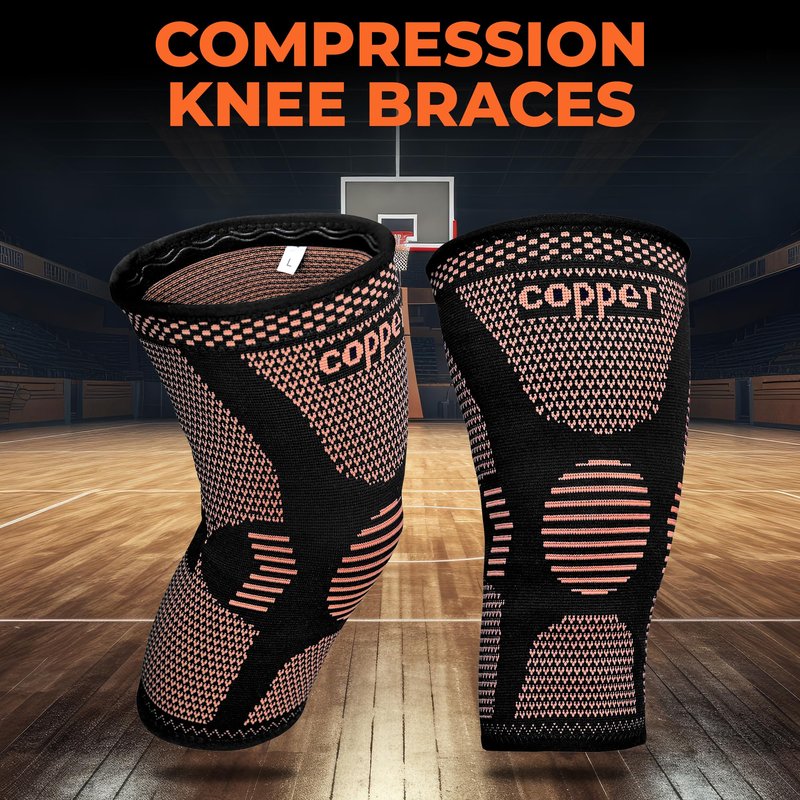 Pro Highlight Sports Copper Knee Braces for Women and Men 2 Pack, Knee Compression Sleeve for Knee Pain, Arthritis, Workout Sports Knee Support for Running, Meniscus Tear, ACL & Arthritis Pain Relief (Copper, Small)