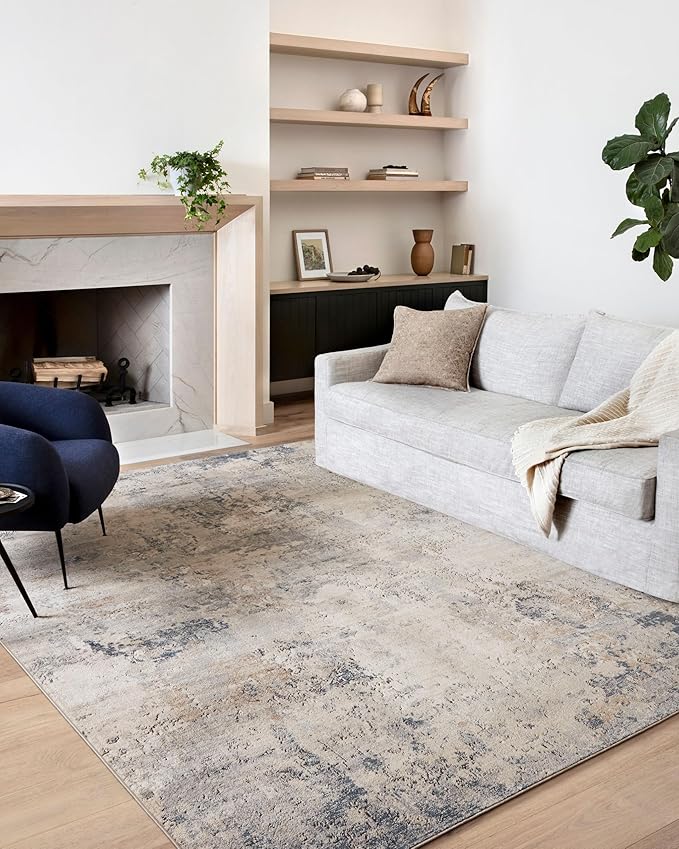 Loloi Teagan Collection TEA-06 Sand/Mist 2'-8" x 10'-6" Runner Rug, Large, Soft Neutral Rug, High-Traffic for Living Room, Bedroom, Home Office, Dining Area