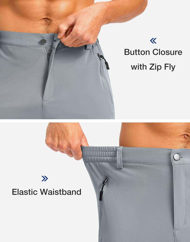 Pudolla Men's Hiking Shorts 11" Lightweight Cargo Work Shorts for Men Summer Travel Golf Casual Outdoor with 5 Pockets(Light Grey X-Large)