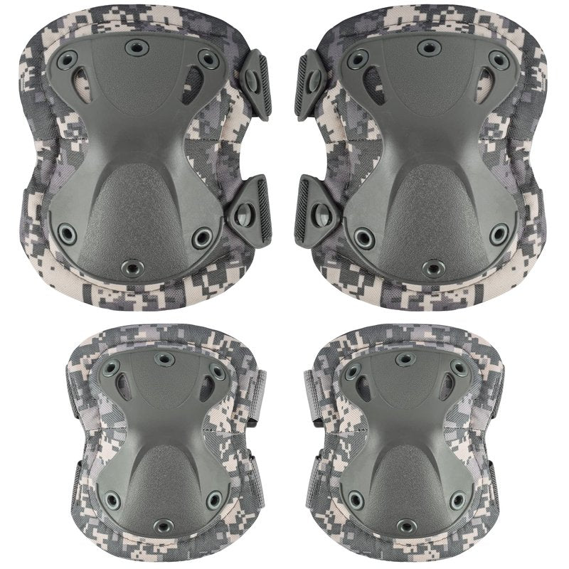 Professional Tactical Combat Knee and Elbow Protective Pads Sets Advanced Tactical Gear Set for Airsoft Paintball Hunting Army Skate Outdoor Sports (CP)