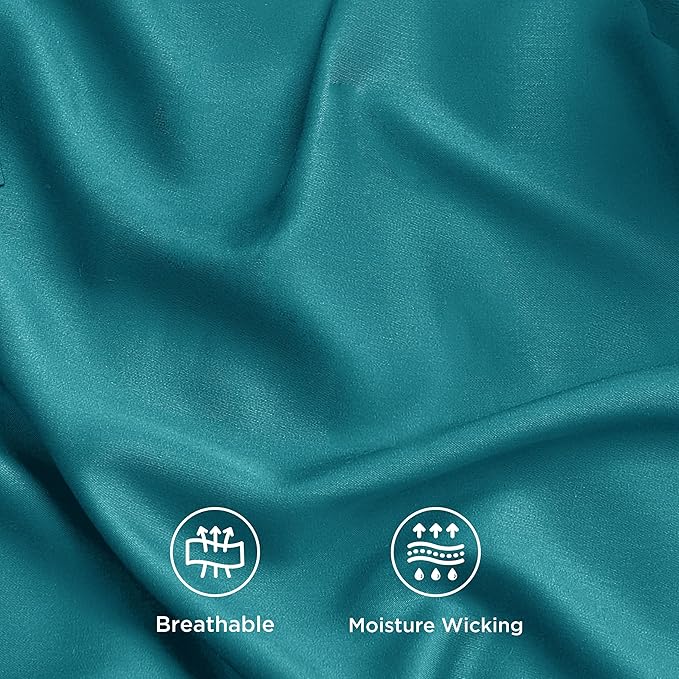 Bedsure King Size Sheets Set, Cooling Sheets for Hot Sleepers, Rayon Derived from Bamboo, Breathable & Soft, Deep Pocket Up to 16 Inches, Hotel Luxury Silky Bedding, Turquoise