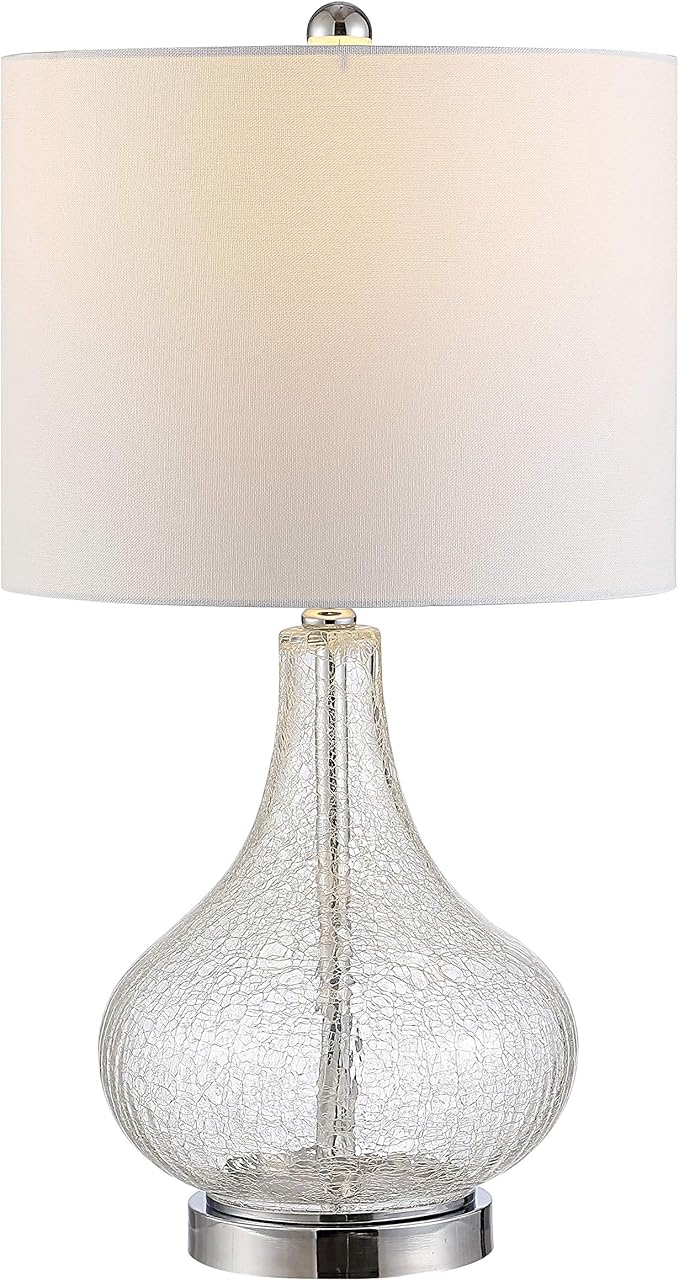 SAFAVIEH Lighting Collection – Brooks Modern Clear Glass 24-Inch Table Lamp, LED Bulb Included, Bedroom Living Room Home Office Nightstand Desk (TBL4254C)