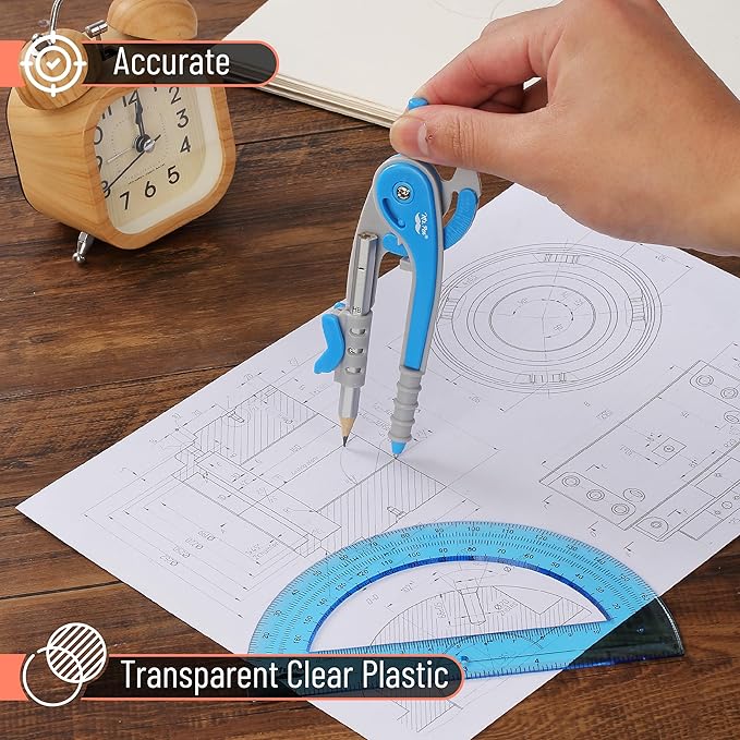 Mr. Pen- Compass and Protractor Set, Math Compass for Geometry and Drawing