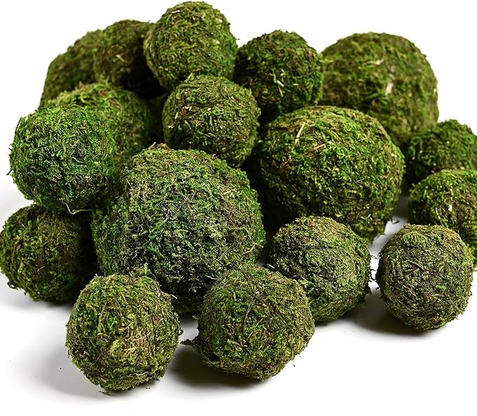 Usmola 18pcs Fake Moss Balls, 6pcs 3.2" Faux Green Balls + 12pcs 2" Artificial Moss Decorative Balls for Centerpiece Bowls (Green)