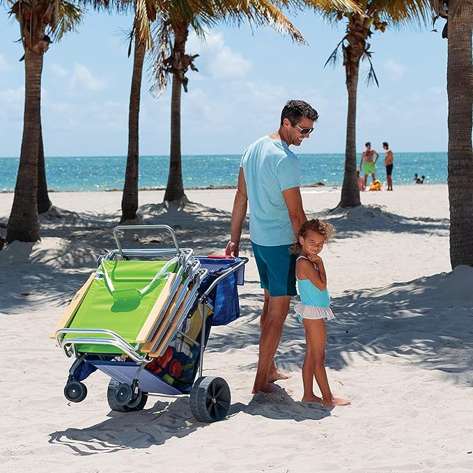 Rio Beach Wonder Wheeler Deluxe Utility, Lawn, and Beach Foldable Cart, Blue