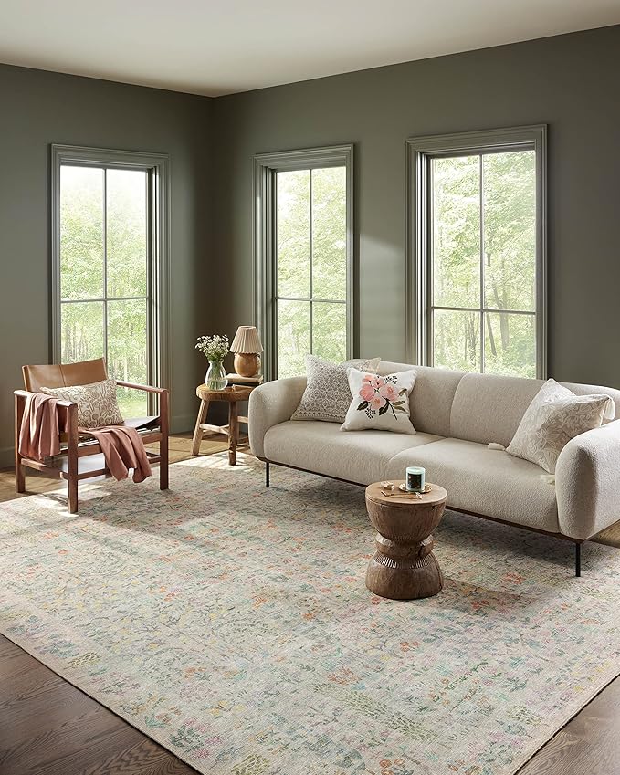 Loloi Rifle Paper Co. Maison Collection MAO-07 Khaki 7'-6" x 9'-6", .19" Pile Height, Area Rug