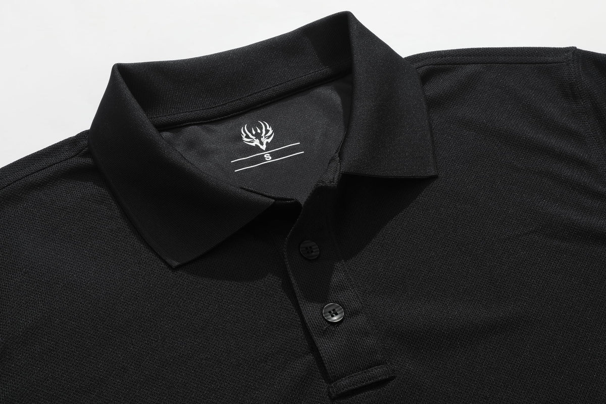 KAOKLRNI Men's Quick-Dry Active Polo Shirts Short Sleeve Performance for Golf Tennis Daily Casual Collared T-Shirt Black