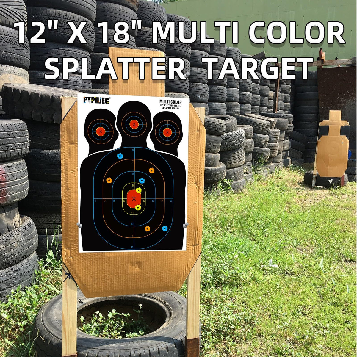 PTPHJEG 10 Paper Targets for Packet Ranges, Bulk for Hunting, Silhouette with Red Bullseye, Three Target Points (12x18 inches)
